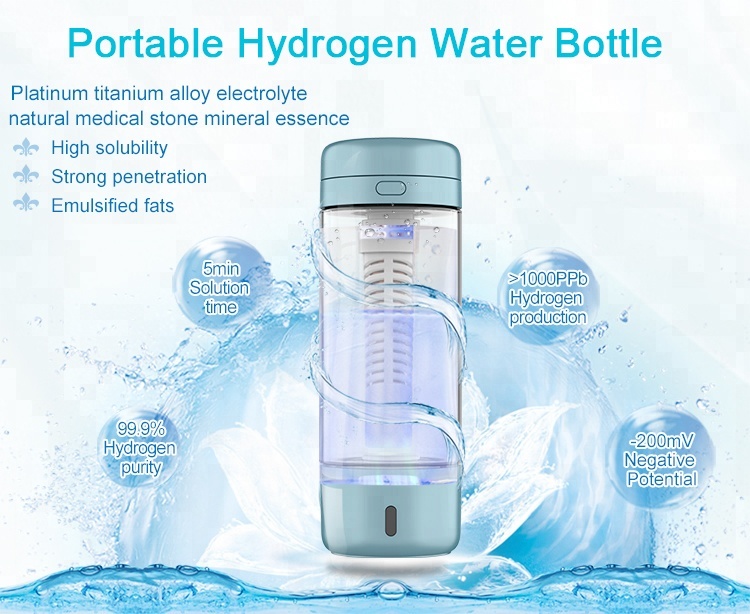 Botella de agua rica envejecimiento anti-envejecimiento Agua de hidrógeno activo portátil
